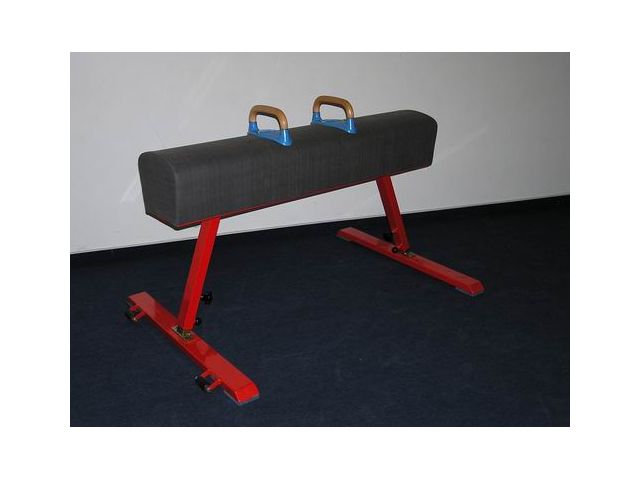 Gymnastický kůň s madly, umělá kůže, nastavitelná výška 90-120cm