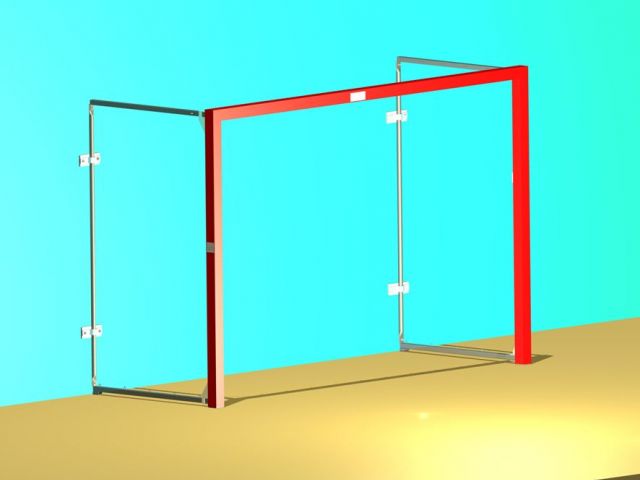 Branka na házenou 2x3 m (AL), sklopné držáky sítě k instalaci na stěnu 
