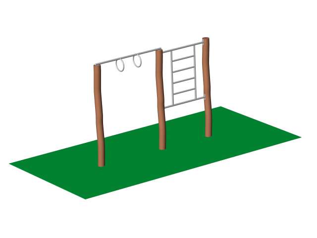 Pevné kruhy a žebřina  AW04, AKÁT, Workoutový prvek